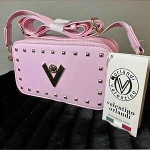 Valentino Orlandi Crossbody Baby Pink Gold Studded Shoulder Bag New NWT